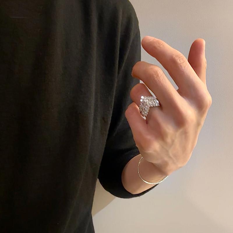 Dainty Vintage Heart Rings For Women Diamond Ring Aesthetic Wedding Bands Jewelry Gift