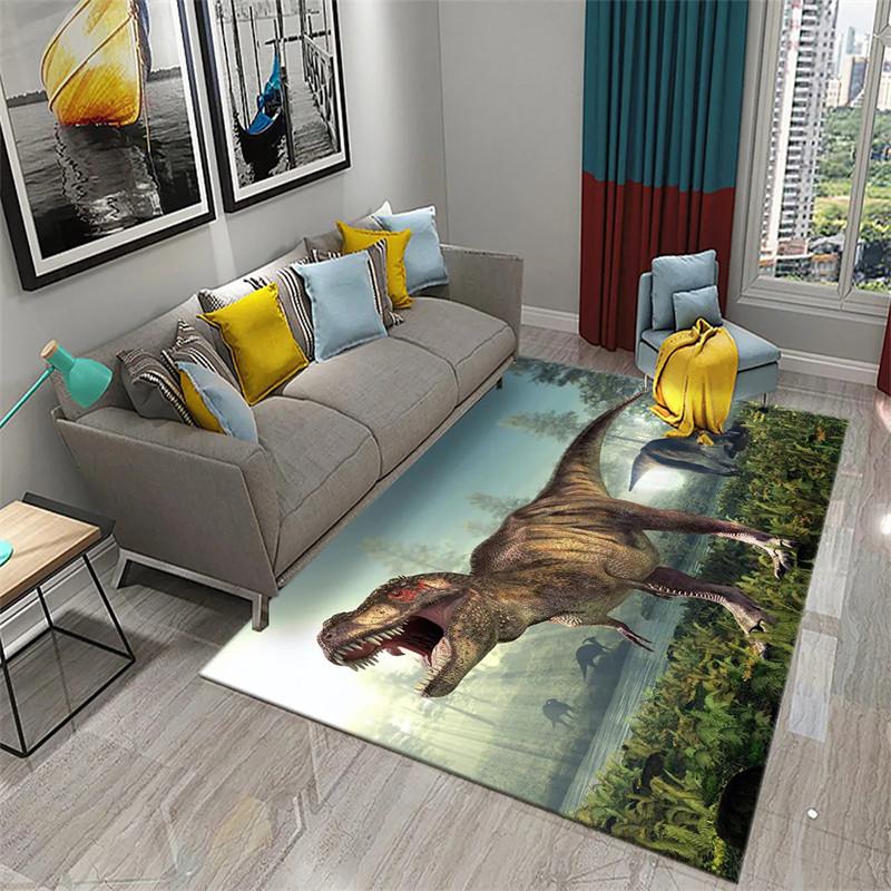 3D Dinosaur Carpet Cute Animal Rug Jurassic Park Floor Mat For Kitchen Bathroom Entrance Hallway Decor Living Room Tea Table Mat