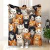 Adorable Mixed Cat Portrait Throw Blanket Plush Couch Cover For Cute Pet Lover Home Decor Gift