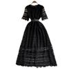 A Mid-length Dress with A Light Luxury Fashionable and Slimming Cutout Water-soluble Lace Design
