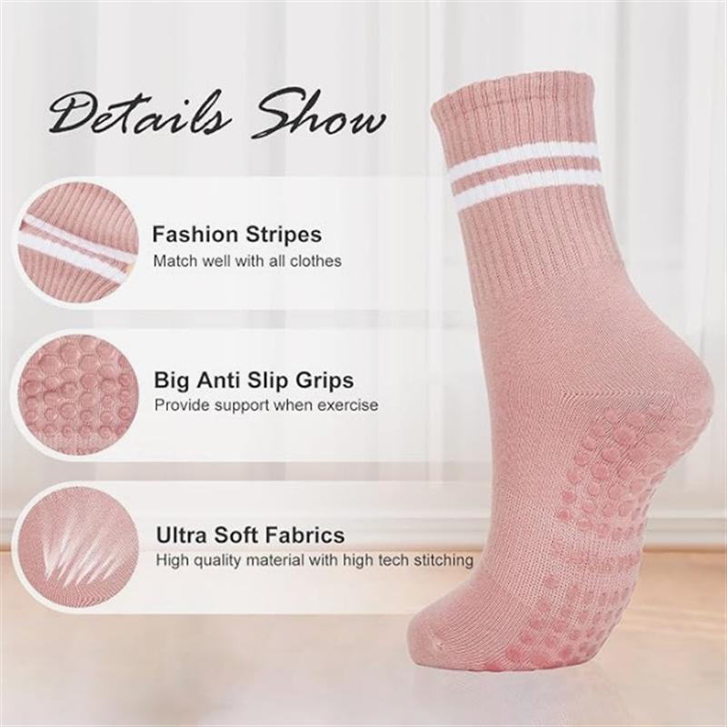 Women's Anti-Slip Breathable Pilates Socks Knitted Crew Socks for Yoga Barre Home Sports Fitness Customizable for Autumn