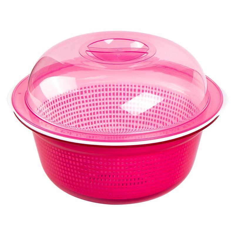 Large Kitchen Double-Layer Drain Basket with Lid for Fruit & Vegetable Washing and Storage