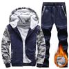 Winter Casual Hoodie Pak Mannen Gewatteerd en Verdikt Lamswol Warme Jas Grote Maat Sport Tweestukken Set