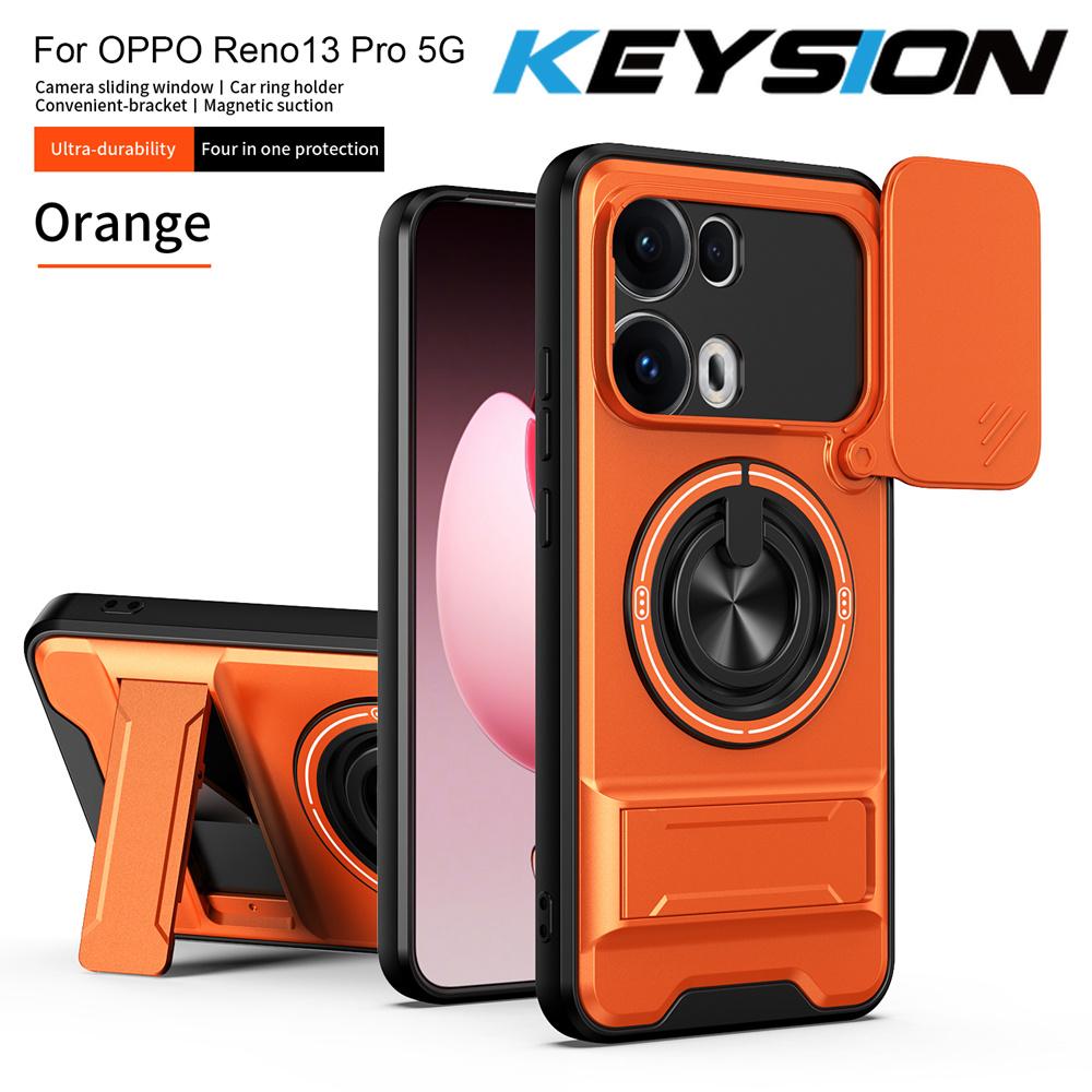 KEYSION Magnetic Phone Case for OPPO Reno13 Pro 5G Reno13 F 5G Slide Camera Protection Upright Kickstand Ring Shockproof Cover