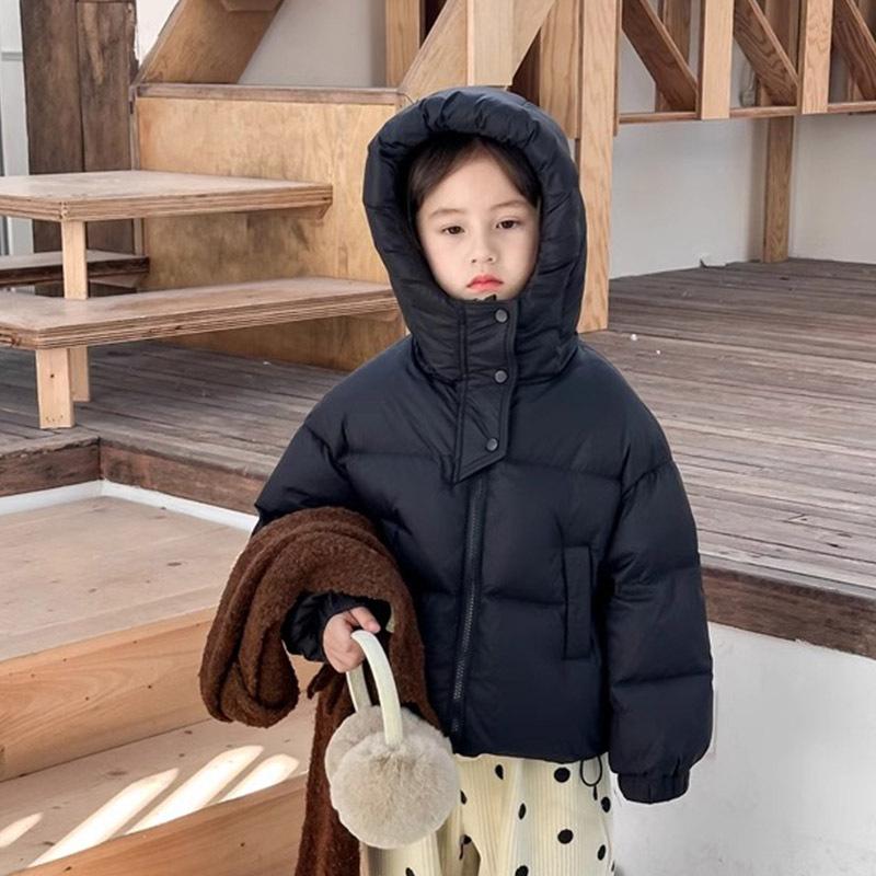 

Зимние детские пуховики для девочек, теплые, толстые, однотонные, с высоким воротом, детские куртки для девочек, парки для девочек 2-10 лет, наряды 100 чёрный