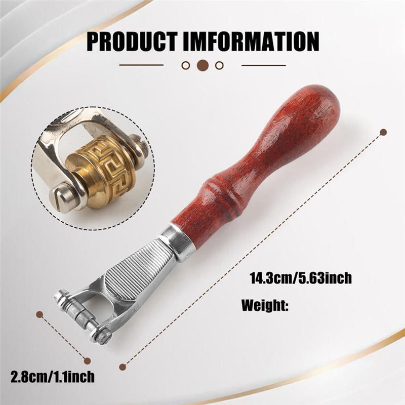 Großes Leder Geprägtes Lenkrad Holzgriff Rolle DIY Handgefertigt Leder Geprägtes Werkzeug Handwerkzeug