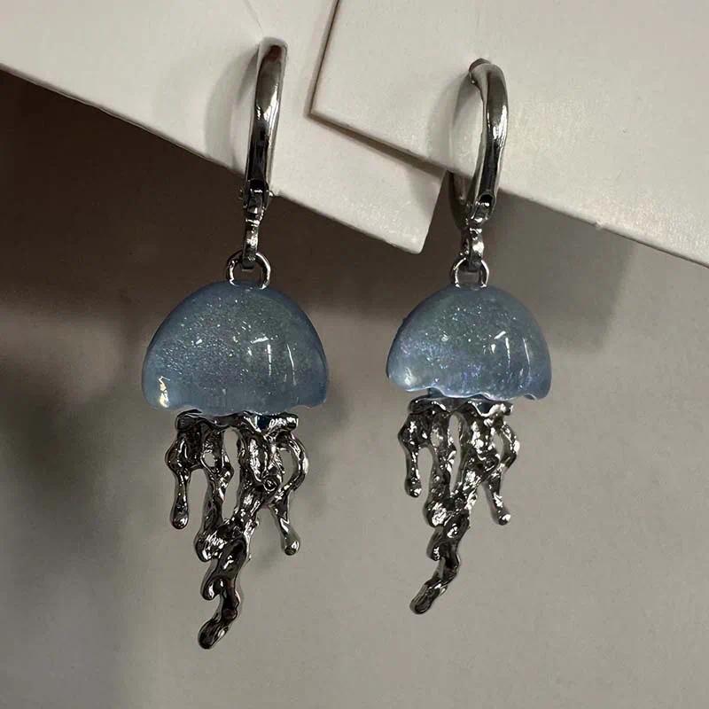Creative Acrylic Graduated Jellyfish Pendant Earrings for Women Dreamy Pink Ocean Life Earrings Summer Party Jewelry Accessories