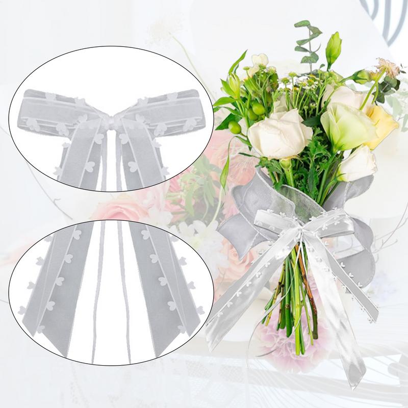 White Car Decorations Bow 10X Car Exterior Bows With Heart Design White Romantic Ribbon For Women Men Automotive Decorations
