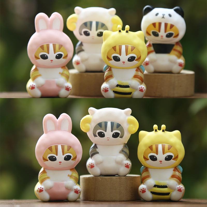 5pcs Creative Animal Headsets Sitting Cat Model Ornament Set For Collectors And Gift