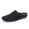 Fashion Leather Men Half Slippers Summer Breathable Mens Casual Shoes Slip-on Lazy Driving Shoes Comfortable Walking Loafers Moccasins
