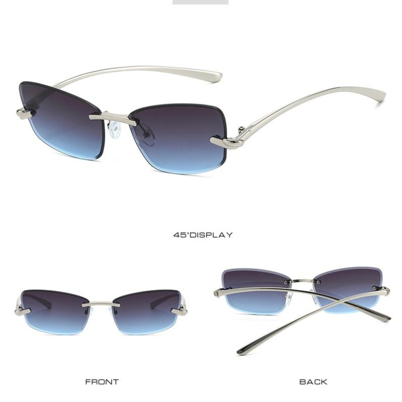 Rimless Cat Eye Sunglasses Women Fashion Trendy Eyewear