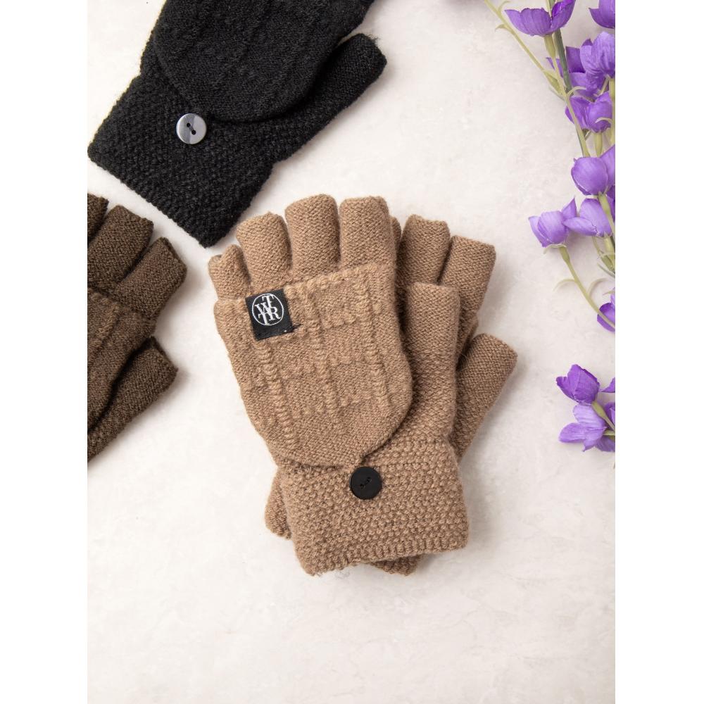 Daiso Label Point Cap Gloves Khaki