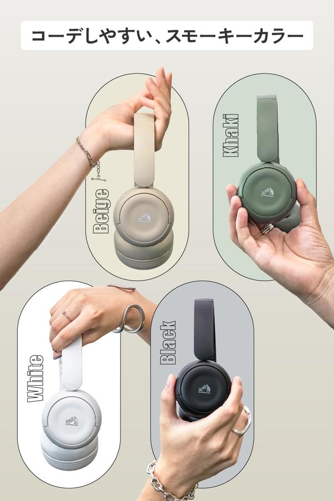 JVC Kenwood Victor Wireless Bluetooth with 50 Hours of Khaki HA-S60W-G Headphones, Ver. 5.4 Microphone, Multi-Point, Playback, 2-Way, Wired/Wireless,