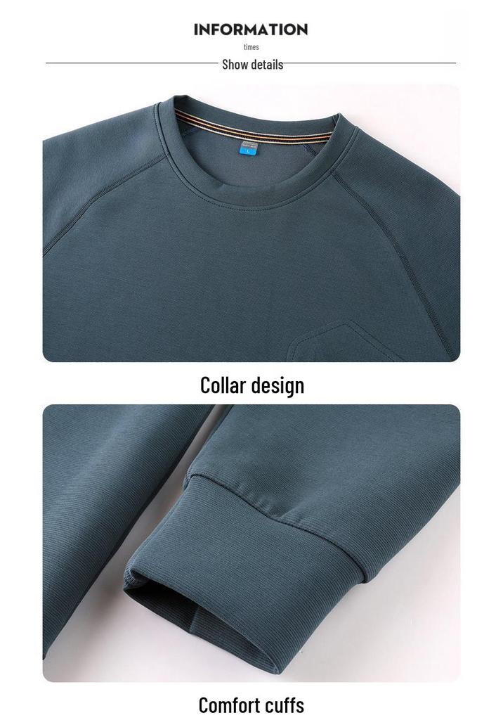 Men's 2026 YN Crew Neck Sweatshirt - Long Sleeve Casual Plus Velvet Jacket for Spring and Autumn 