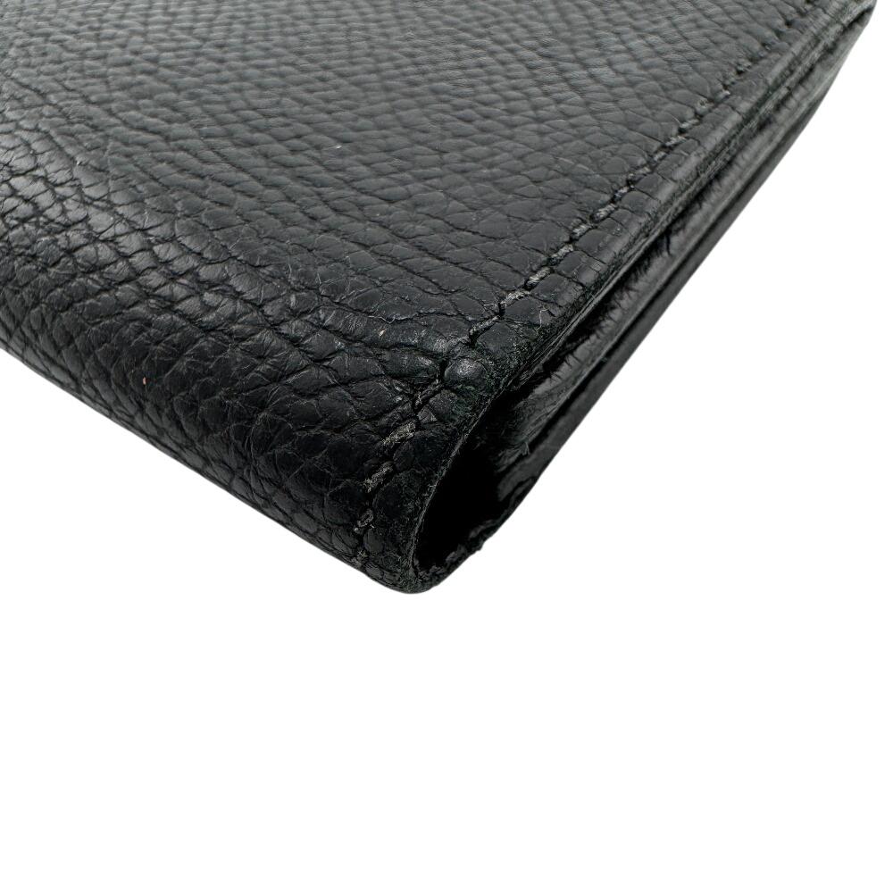 HERMES Bean leather Card Case black leather unisex Used