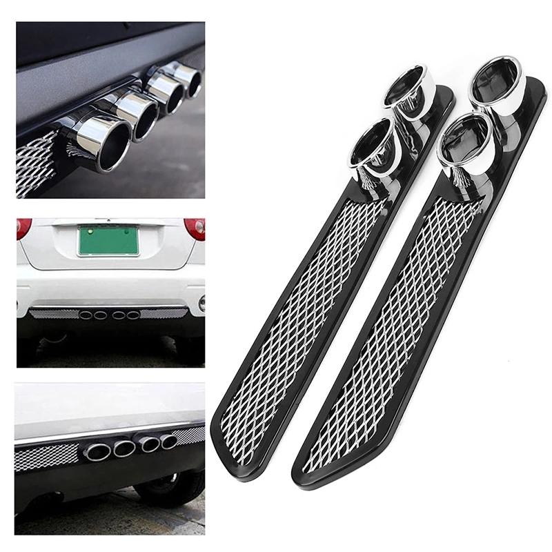 2 Peças/Conjunto Universal Carro Auto Estilo Grade Decorativa Falsa Saída de Ar Tubo Silenciador de Escape Fita Adesiva Modificação de Carro