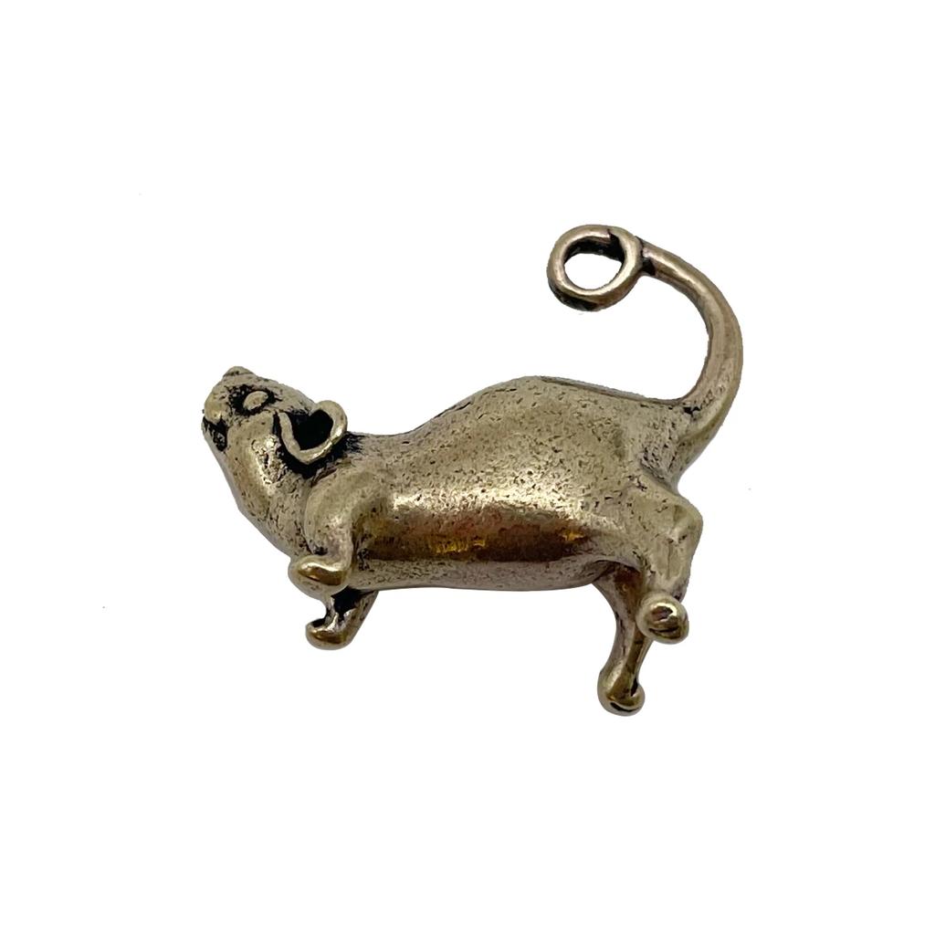 Ancient Brass Small Tea Pet Ornament Long Tail Cute Mouse Figurines Miniatures Copper Lucky Rat Study Living Room Decorations