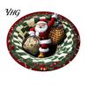 Washable Round Carpet Christmas Rug, 39" Imitation Cashmere Santa Snowflake Pattern, Pattern Rug Holiday Area for Home Living Room Bedroom Decor Stain