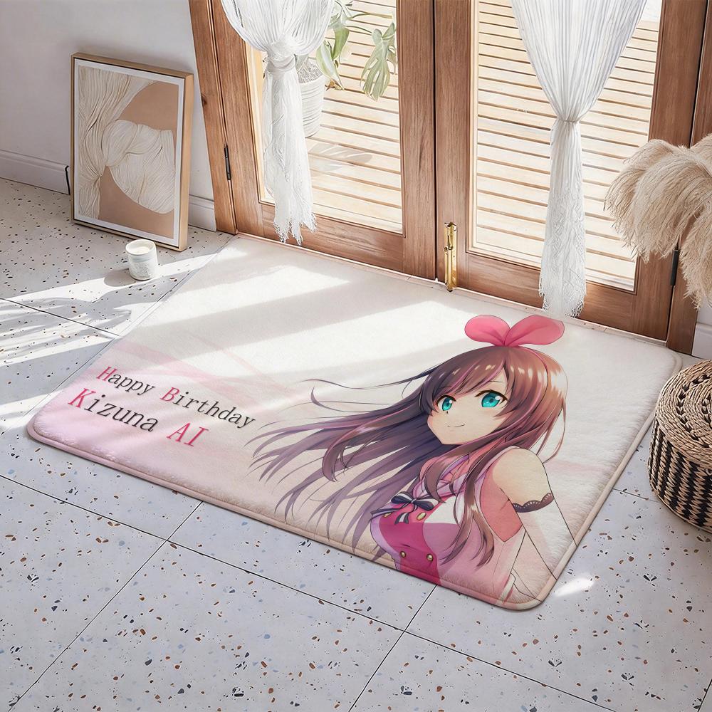 Character K Kizuna AI Floor Mat Eco Flannel Doormat Non Slip Odorless Indoor Floor Rug Soft Short Plush Home Mat