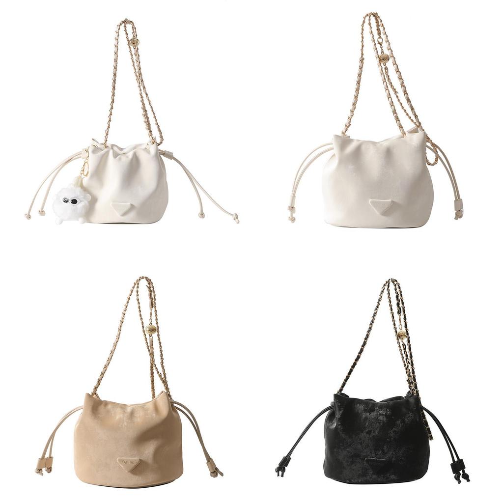 Minimalist Bucket Bag For Women With Chain Strap In Pu Leather For Daily Use