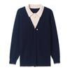 2025 Fashionable Mom's Knitted Two-Piece Look Lapel Sweater - Long-Sleeve Top for Middle-Aged Women, Perfect for Spring & Autumn