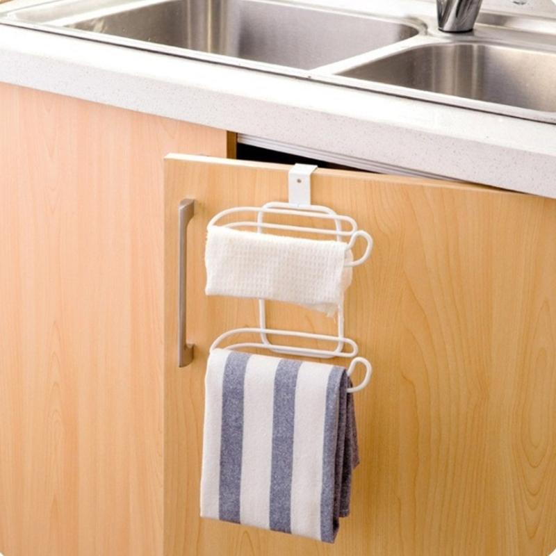 Easy to Install Double Layer Towel and Toilet Paper Rack Hanging Tissue Roll Dispenser Bathroom Organization Tool