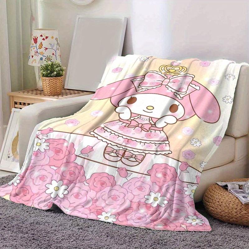 1pc, Sanrio Charming Bunny Home Decor: Cozy Flannel Blanket for Bedroom, Living Room, Travel, Camping, Car, Beach, Office Naps – Perfect Gift & Outdoo