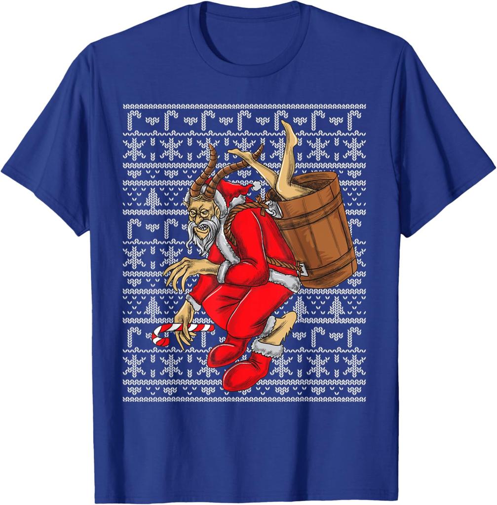 Merry Krampus Ugly Christmas Sweater Pattern Gift TShirt 100 Cotton ONeck Short Sleeve Summer Casual Mens Tshirt Size S3XL