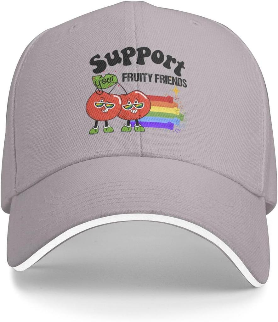 Support Your Fruity Friends LGBT Pride Rainbow Baseball Cap Polyester Adjustable Casual Hat