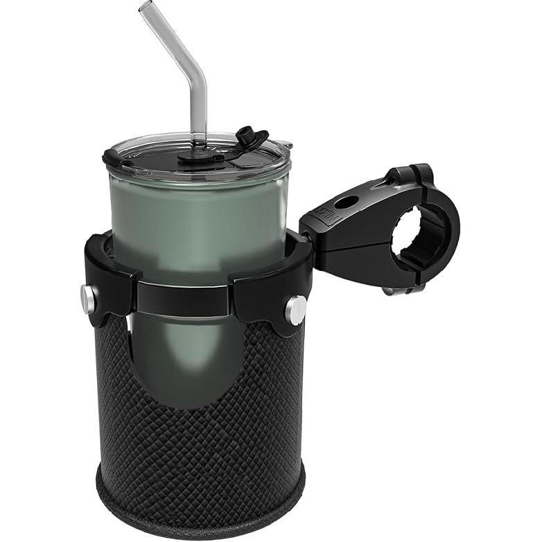 LEXIN C3 Motorcycle Cup Holder For Harley Davidson, Drink Holder With 360°Swivel Ball-Mount, Aluminum Clamp For 7/8   To 1 1/4   C3-Black