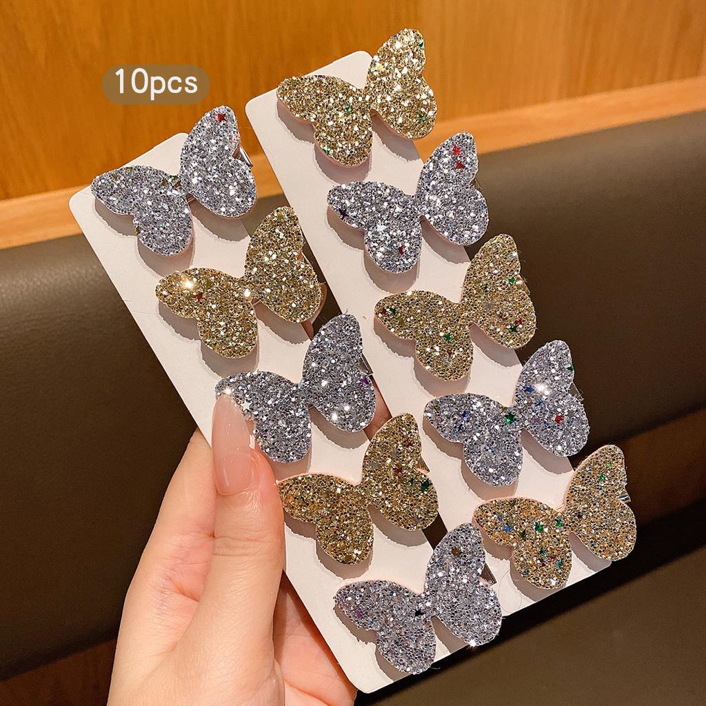 10 gold and silver butterfly hair clips are fashionable, sweet, and cute hair accessories suitable for daily use