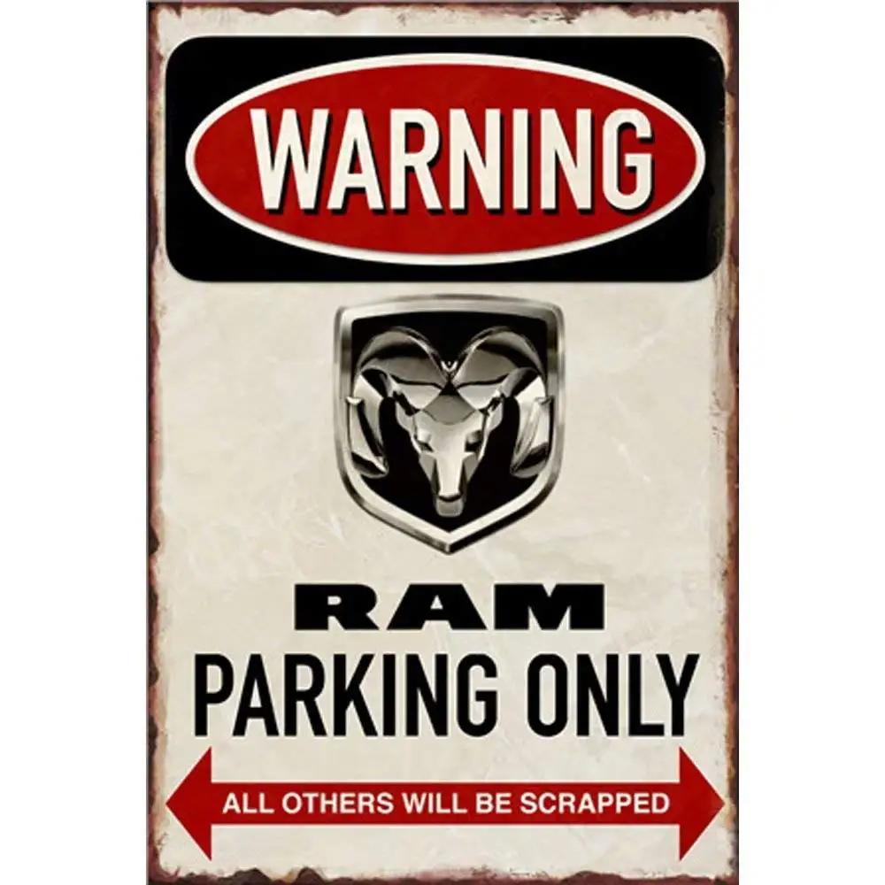 Bobdsa Mrute Warnung Ram Nur Parken Metallschild Blech Wandschild Retro Eisenmalerei Warnung Wandposter für Café Kneipe Bar Gaming 30x40cm(11.8x15.7inch)
