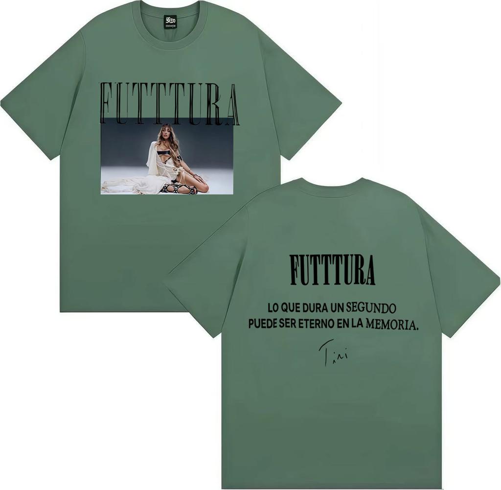 Hot Singer TINI Futttura 2025 Tour Merch Double Sided Print Aesthetic Y2K Short Sleeve Tshrit Mens Hip Hop Casual Hot Sale Tees