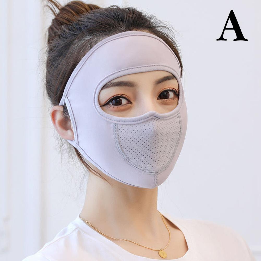Summer Sunscreen Ice Silk Mask Sun Protection Anti-UV Thin Breathable Dustproof Outdoor Cycling Full Face Coverage