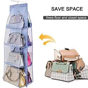 Handtaschen-Hänge-Organizer, Hänge-Geldbörsen-Organizer für Schrank-Organizer, Taschen-Aufbewahrung, Kleiderbügel, Oxford-Stoff, Schrank-Taschen-Organizer