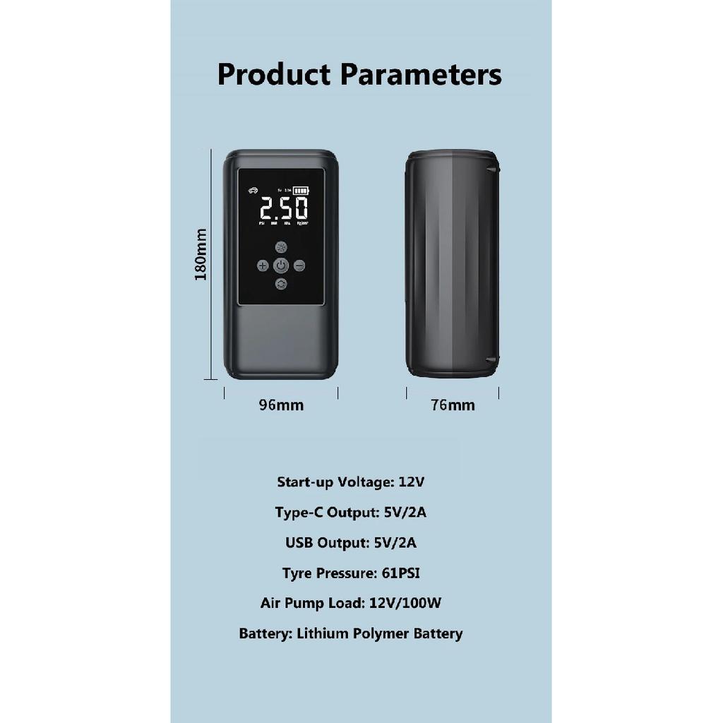 6 In 1 Portable 800A Jump Starter Power Bank, 12V Car Starting Device with Air Pump, Emergency Battery Booster for SUV