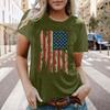 Real Shot Amazon Independence Station Cross-border European, American Independence Day Printed Short Sleeve Top Women's Summer Outer Bottom Shirt