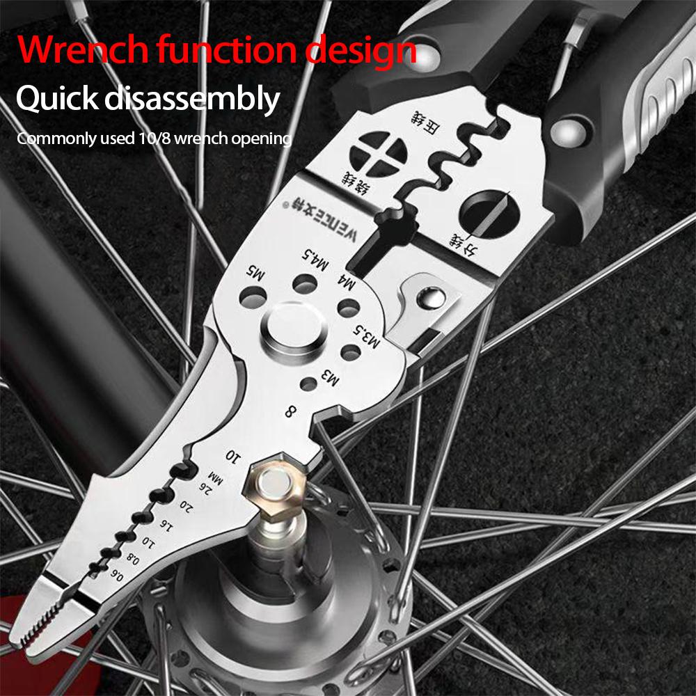 Instrument multiplu pentru electrician 21 în 1: Clește de decupat și sertizare a sârmei de cupru, Clește de înfășurare a sârmei, Clește de tăiere și cheie