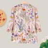 Printed Mid Length Vintage Botanical Shirt 7/8 Sleeve Floral Top for Outerwear Undershirt Top Women's Shirt