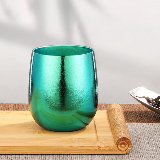 Ren Titanium Kop, Dobbeltvægget Vakuumisoleret Tumbler med Isbelagt Finish, 260ml Æggeformet Campingkrus til Udendørs