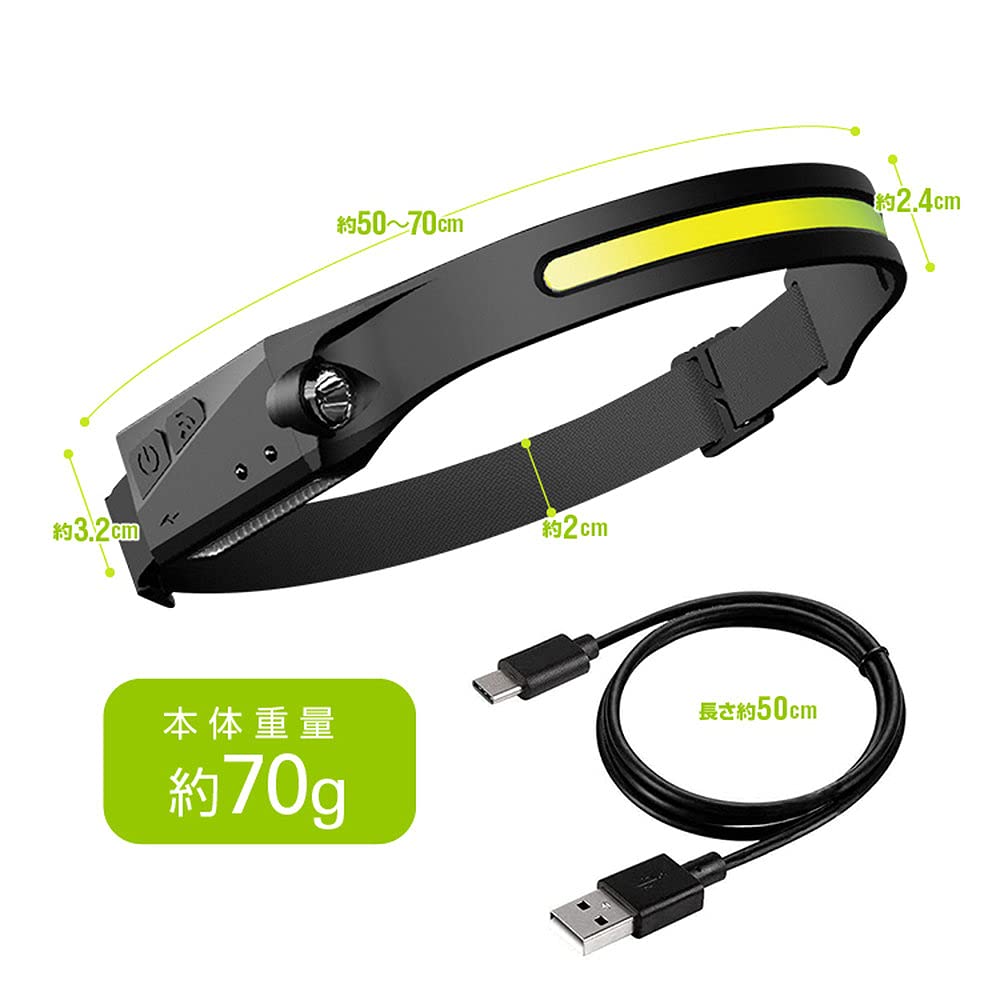 ORIGINCOM USB Ładowalna Przednia Lekka z Czujnikiem Ruchu i Trybami Idealna na Nadzwyczajne Sytuacje Rowerowe i Prace Nocne COB-LED/XPE-LED