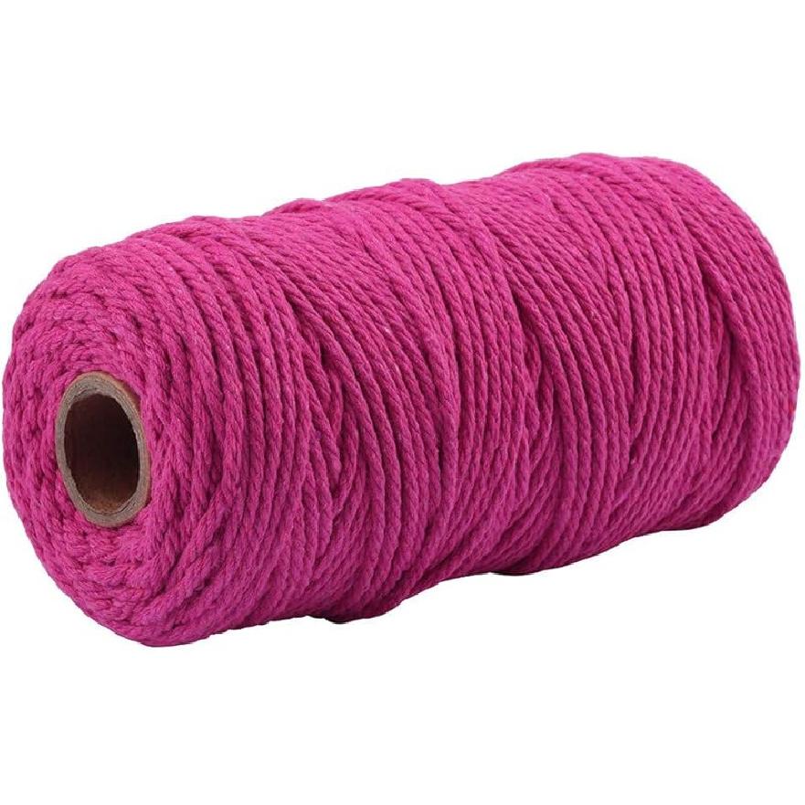 

109 Yards 3mm Macrame Cotton Cord 4 Strand Twisted Twine Strings Rope for Wrapping Plant Hanger Knitting DIY Craft Supplies (Christmas Green) Яскраво-рожевий
