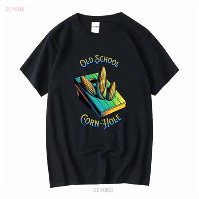 Old School Corn Hole Funny T Shirt Cornhole Humerous Players Long or Short Sleeves Vintage Washed Soft Top For Everyday Wear