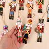 12Pcs Christmas Nutcracker Soldier Wooden Pendant Xmas Tree Hanging Ornament Navidad Decoration for Home New Year Gift