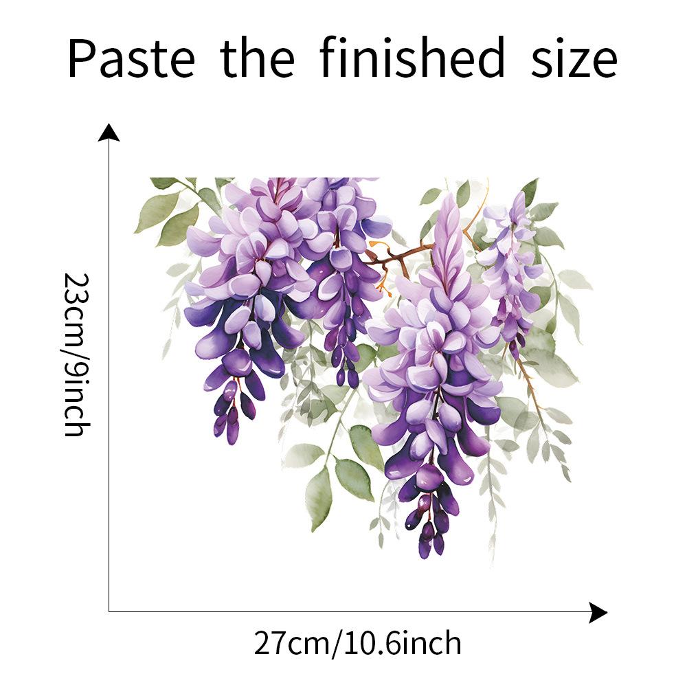 Elegant Purple Vine with Leaves and Flowers Toilet and Wall Sticker Set Waterproof Self-Adhesive Removable Decal for Bathroom WC Home Decor