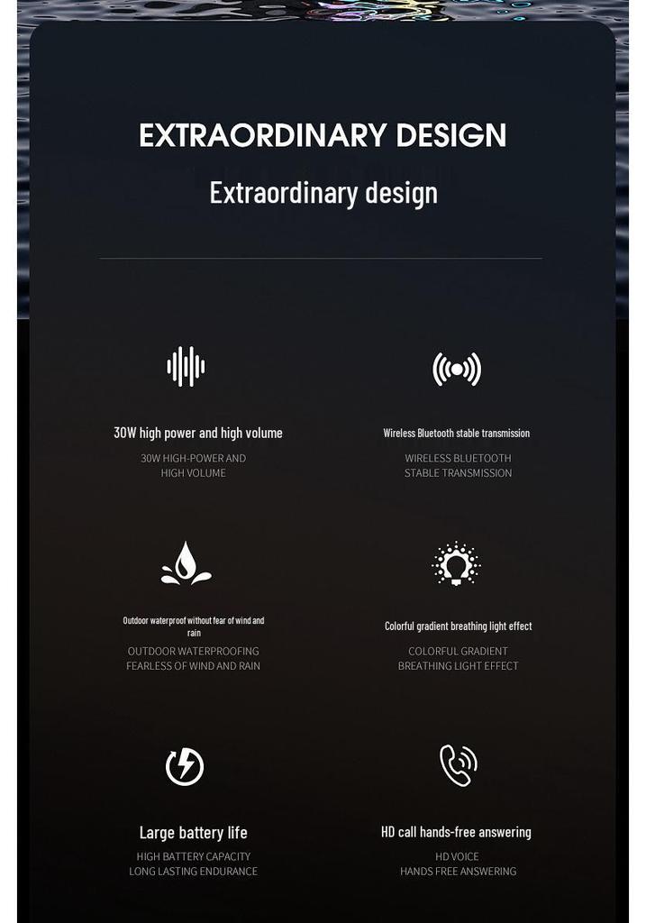 Portable High-Power Waterproof Bluetooth Speaker with Heavy Bass