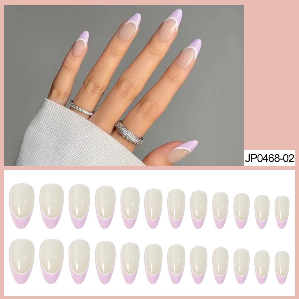 Wear Manicure Wear Nail Piece Blue And White French Wearable Manicure False Nail