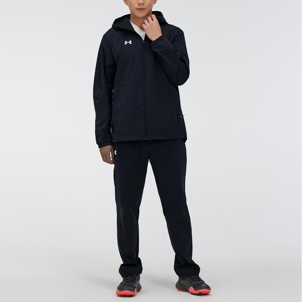 Under Armour Logo Print Long Sleeve Jacket And Mid Waist Long Pants Casual Sports Set Men Sets Black 21600411-001+21600709-001