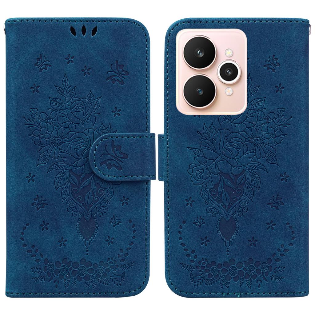 For Realme 15 Pro 5G/15 5G Case Butterfly Flower Imprint PU Leather Wallet Phone Cover with Strap