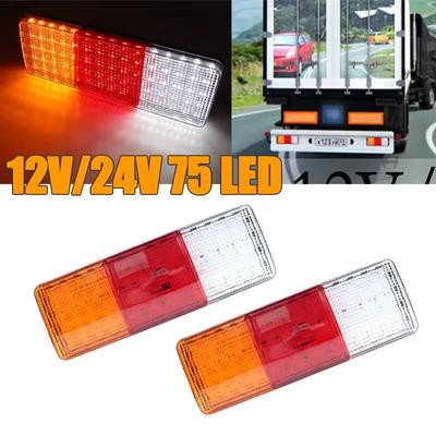 2x Trailer Lights Signal Indicator Brake Stop Reverse Lamps Waterproof 12V/24V 75 LED Taillights Car Truck Van Rear Tail